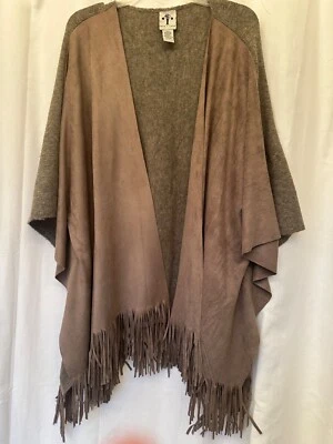 RAIN + ROSE Ruana Flecos Gamuza y Acrílico Mezcla Lana Envoltura, Talla L/XL Foto 1 de 4