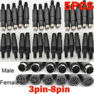 5X Mini DIN Plug Jack Connector with Black ABS Plastic Handle 3pin to 8pin - Picture 1 of 11
