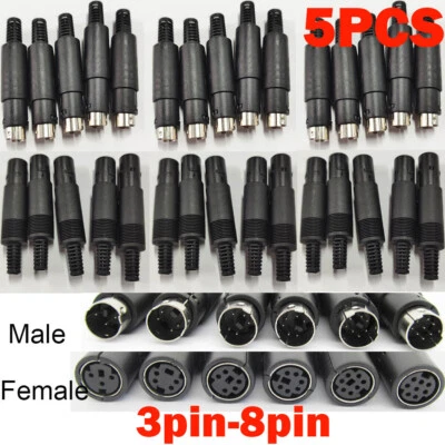 5X Mini DIN Plug Jack Connector with Black ABS Plastic Handle 3pin to 8pin - Image 1 of 4