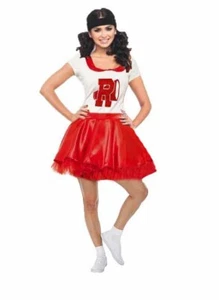 Halloween Costume Cheerleader 1950's Fancy Dress Outfit Adult High School Pom UK - Picture 1 of 1