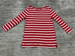 Old Navy Top Womens Small Red White Striped Long Sleeve 100% Cotton - Picture 1 of 12