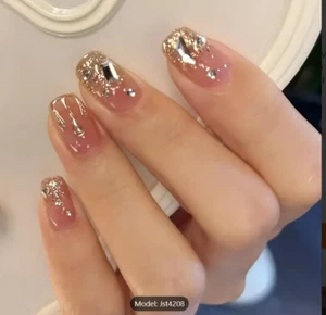 24 Pcs Medium Press on Nails, Glitter & rhinestones + glue gel & nail file - Picture 1 of 1