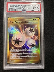 Pokemon Triple Acceleration Energy Gold #243 from Unbroken Bonds in a PSA 10 !! - Picture 1 of 2