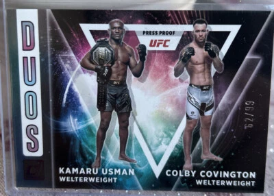 2022 Panini Donruss Kamaru Usman Colby Covington Duos Purlpe 62/99 - Image 1 of 2