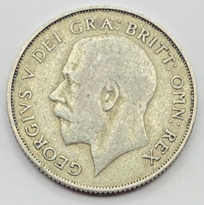 1922 Silver (.500) Great Britain 1 shilling- Free Shipping - Image 1 of 4