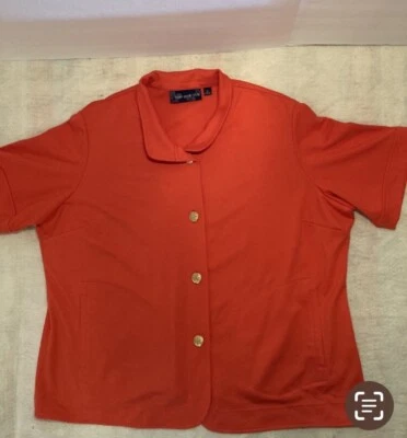 Chaqueta de polietileno Susan Graver/estilo para mujer 2X coral 4 botones manga corta bolsillos Foto 1 de 4