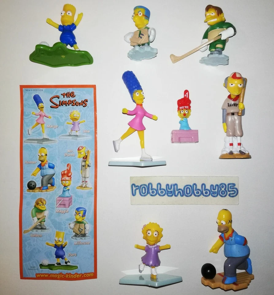 SERIE COMPLETA THE SIMPSONS (UN154 - UN161) + 8 BPZ KINDER SORPRESA 2010