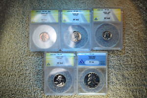 1952 US SILVER PROOF SET ANACS CERTIFIED PROOF SET PF-64RED/65/65/64/64!   #30