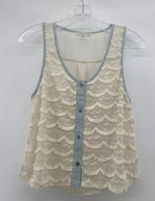 DOUBLE ZERO Sheer Fringe Top Women’s Small/ Medium Western Boho Mermaid - Image 1 of 4