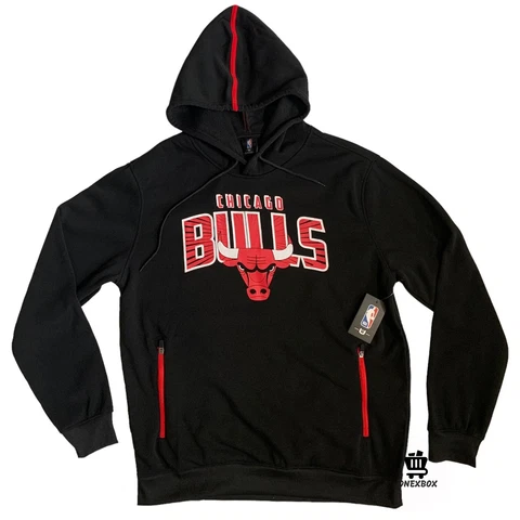 NBA Apparel Chicago Bulls NBA Black Hooded Hoodie Sweatshirt Men's Size XL New Cover