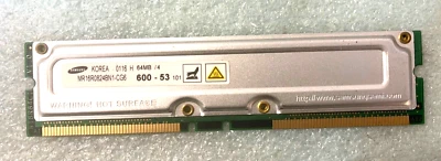 SAMSUNG 64 MB RAMBUS MEMORY MODULE MR16R0824BN1-CG6 800-53 RM2-CMP52-12 - Image 1 of 2