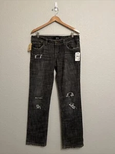 NEW MEK Denim Jeans Amsterdam Straight Gray Distressed Pants Thick Stitch 36X33 - Picture 1 of 6