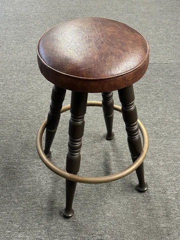 Vintage 27in Swivel Bar Stool ~ Wood & Leather with Metal Foot Rest ~ PICKUP Cover