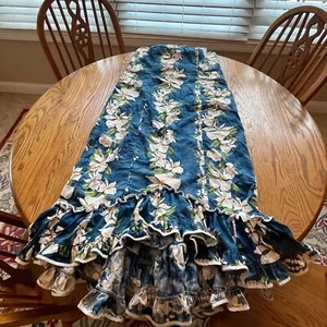 Vintage Jade Moden trägerloses Hawaii Muumu Kleid Rüschen unten XL *lesen - Bild 1 von 10