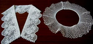 Victorian lot of 2 lace fine filet net and crochet  lace collars hand done - Picture 1 of 6