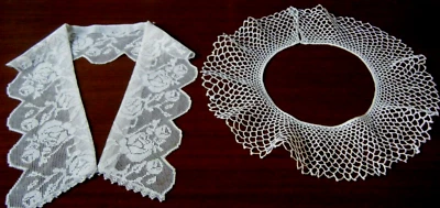 Victorian lot of 2 lace fine filet net and crochet  lace collars hand done - Image 1 of 4