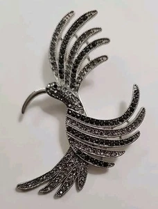 Stylish Silver Tone & Marcasite Hummingbird Brooch READ - Picture 1 of 9
