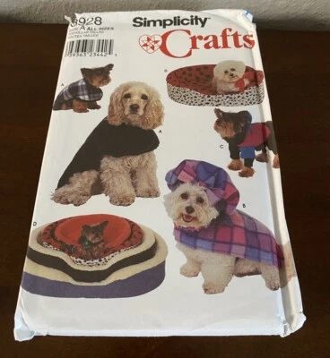 Simplicity Crafts #8928 Sewing Pattern Dog Coats Dog Bed Covers All Sizes, Uncut - Image 1 of 2