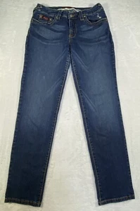 Pantalones de mezclilla vintage Baby Phat talla 11 bordados gatos Y2K cintura elástica pierna recta - Imagen 1 de 23