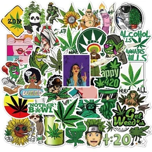 10 Random 420 Weed Stickers Marijuana Themed Yeti Laptop Decal Car Free Shipping - Picture 1 of 4