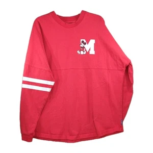 Disney Jersey Mickey Mouse Shirt XL Red White Varsity Oversized Cotton Y2K - Picture 1 of 10