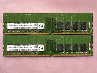 HYNIX 32GB(2x16GB) 2Rx8 PC4-2666V ECC UDIMM SERVER MEMORY HMA82GU7CJR8N-VK - Image 1 of 3
