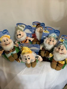 6 Walt Disney Snow White Seven Dwarfs Stuffed Plush NEW On Card 11 Inch - Picture 1 of 8