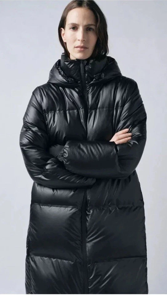 Zara Water Repellent Puffer Coat Zw Collection Black Size Ref 5320/043 - Image 1 of 4