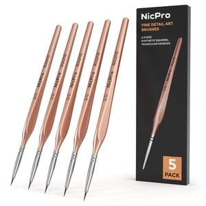 Nicpro 5PC 000 Extra Fine Tip Paint Brushes for Miniature Acrylic Oil Watercolor - Picture 1 of 6