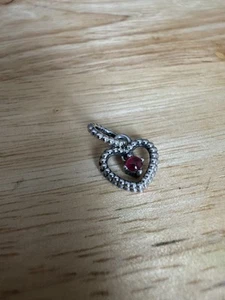 Genuine Pandora Silver Openwork Birthstone Heart Dangle Charm January - Picture 1 of 3