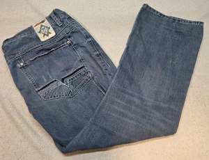 Axe And Crown Jeans Men's Sz 36x32 Bootcut Distressed Pocket Blue Denim - Picture 1 of 5