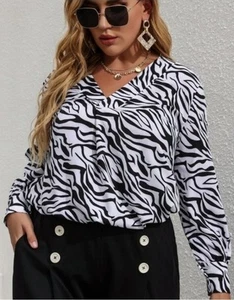 Womens Long Sleeve Zebra Blouse Size 3xl - Picture 1 of 3