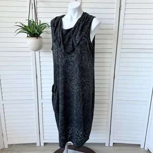 Chalet et ceci Gray Crinkle Burnout Dress Cowl Sleeveless Lagenlook Size L - Picture 1 of 10