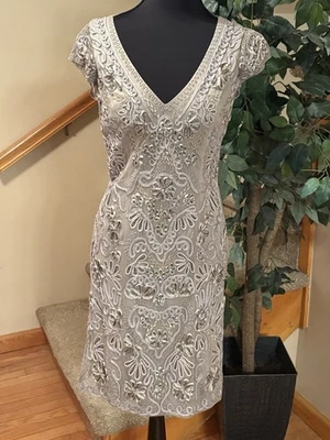 Sue Wong Nocturne Embellished Rhinestone Beaded Evening Dress Size 6 Silver Gray - Image 1 of 4