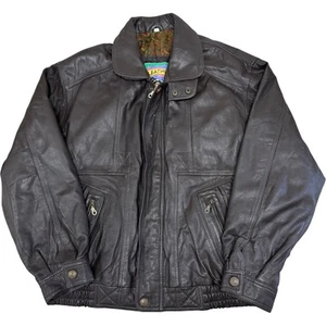 Canda Genuine Leather Jacket Bomber Black Mens Large - Picture 1 of 9