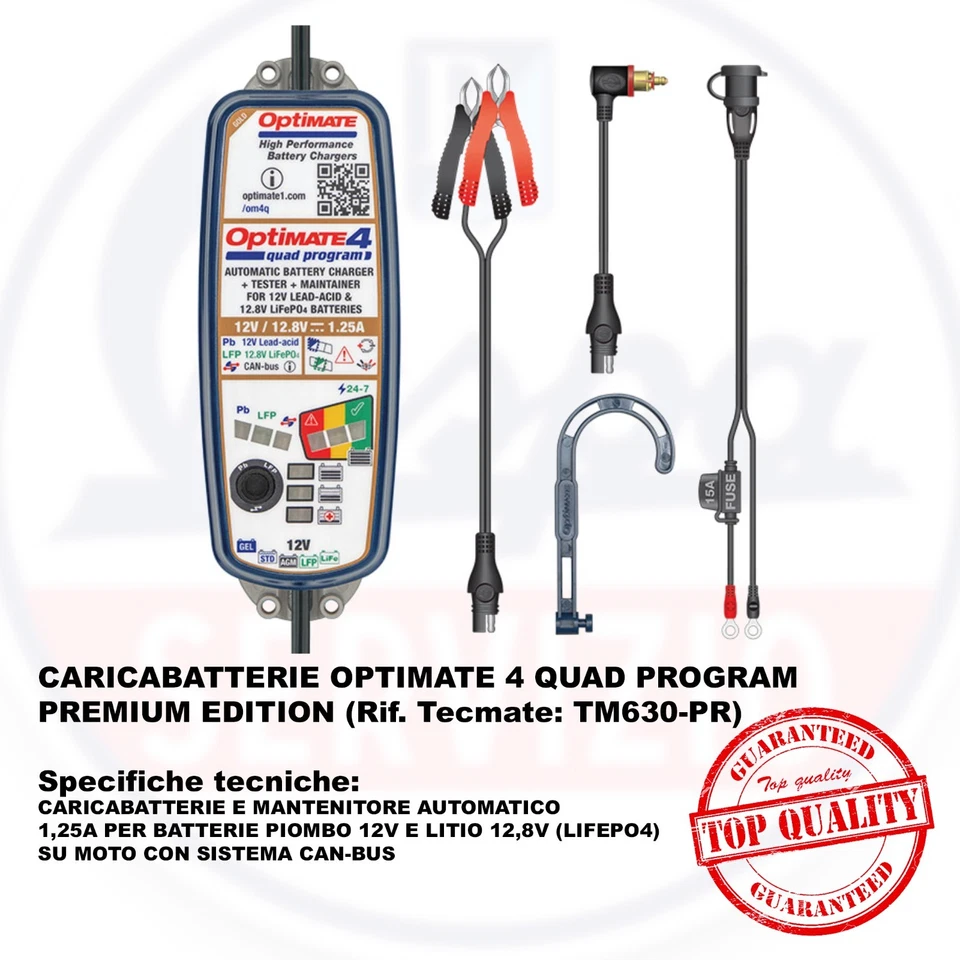 CARICABATTERIE BMW Triumph OPTIMATE 4 QUAD PROGRAM (Rif. Tecmate: TM630-PR) - Immagine 1 di 1