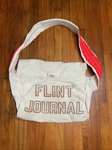 Vintage 60s 70s Newspaper Bag Free Press Courier Large Strap Distressed Flint - Picture 1 of 9