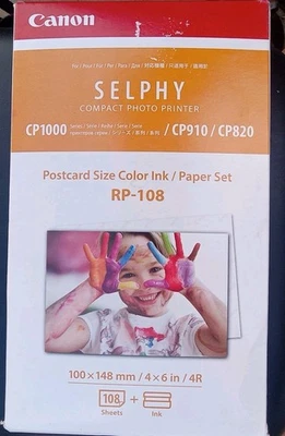 Canon Color Ink & Postcard Photo Paper Set for Selphy CP910 CP820 CP1000 New - Image 1 of 4