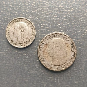 PAISES BAJOS NETHERLANDS LOTE 2 MONEDAS PLATA - Picture 1 of 2