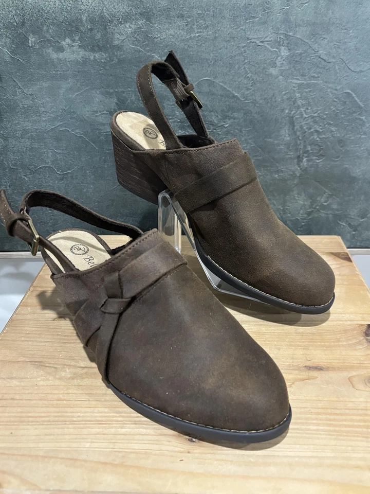 Bella-Vita Shoes Womens Size 8.5 Wide Brown Slingback Mule Faux Suede 51-2040 - Image 1 of 4