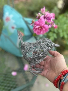 Antique Look Curly Wire Bird Ornament - Picture 1 of 6