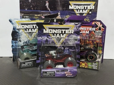 Monster Jam Exclusive Halloween Pirates Curse Mohawk Grave Digger 1/64 Lot Of 3 - Image 1 of 4