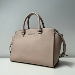 MICHAEL KORS Large Selma Zip Top Women's Satchel Shoulder Bag Nude Pink Leather - Picture 1 of 24