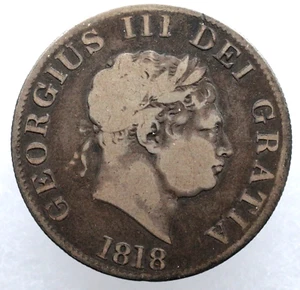 KAPPYSCOINS G5924 GREAT BRITAIN UK 1818 KING GEORGE II SILVER HALF CROWN - Picture 1 of 2