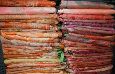 Lote al por mayor de sari vintage sari nupcial banarasi brocado tela de seda 100 % pura Foto 1 de 4