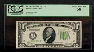 1928 B $10 FRN PCGS AU58 Kansas City FR. 2002-J LGS s/n J09062686A Mr. C - Picture 1 of 4