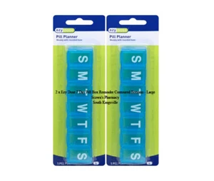 2 x Ezy Dose 7 Day Pill Box Reminder Contoured Bottoms - Large - Opens Easily  - Picture 1 of 9