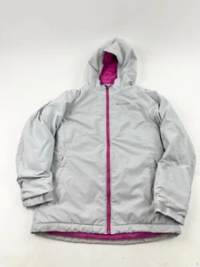 Vintage Columbia Jacket Youth Large Gray Nylon Parka Omni-Tech Hooded Full Zip - Picture 1 of 14