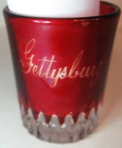 King Glass Royal Pattern 1863 Gettysburg Etched Ruby Flash Toothpick Holder - Picture 1 of 11