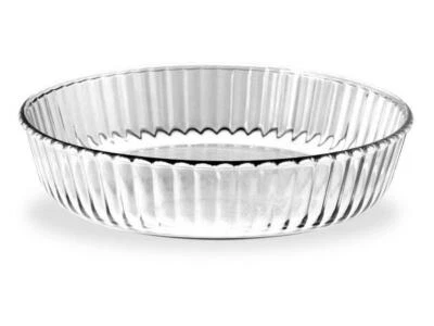 PYREX TEGLIA TEGAME TORTIERA RUOTO TONDO ONDULATO VETRO DA FUOCO CM.26X6H  - Immagine 1 di 3